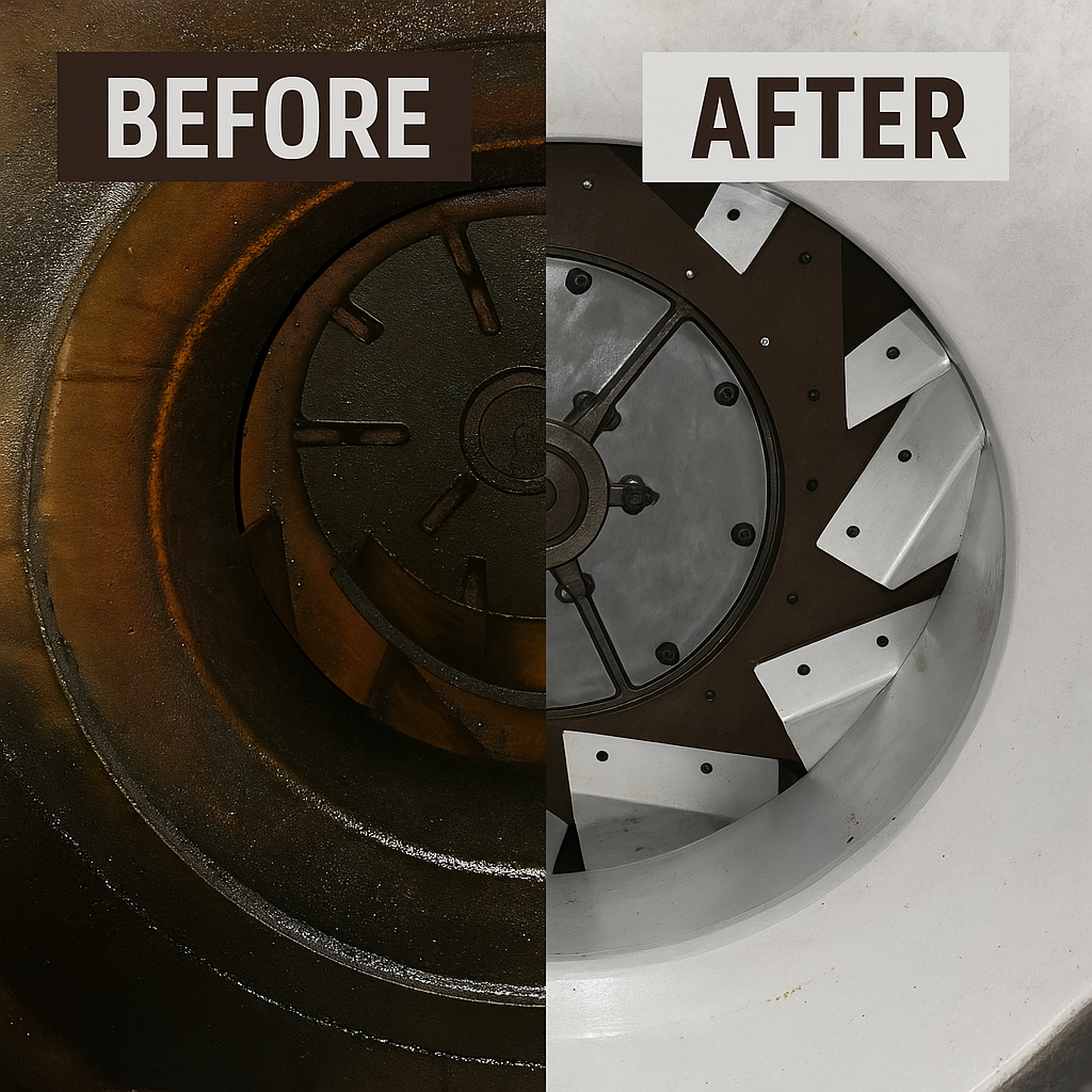 Before and after fan cleaning